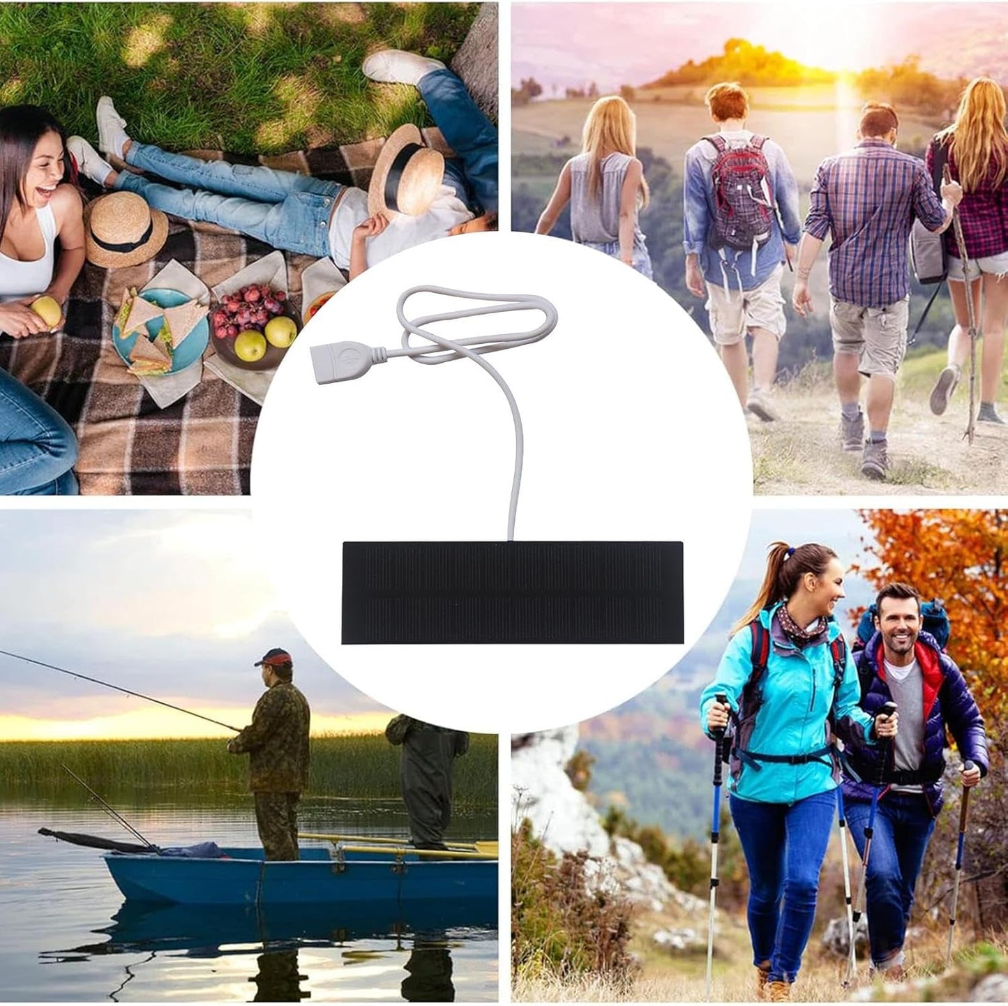 Portable Solar Panel Charger, Fast Charging USB Charger, Solar 3W, Solar Charging Panel Battery Bank, Solar Powered Battery Pack for Mobile Phones Laptop Outdoor Hiking Fishing