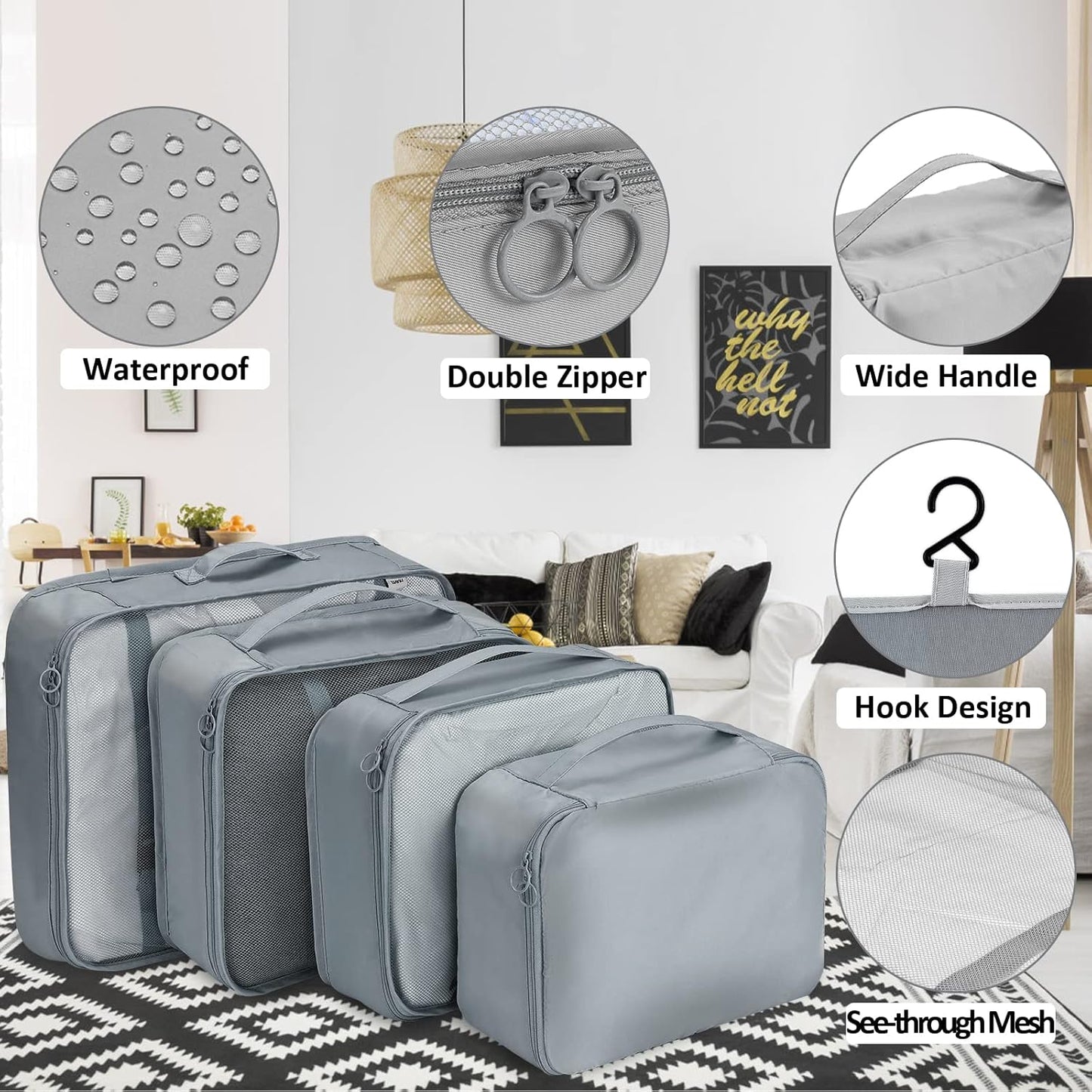 Joyoldelf Suitcase Organizer 9 Pieces Set, Packing Cubes for Packing Cube, Waterproof Travel Luggage Travel Organizer Set