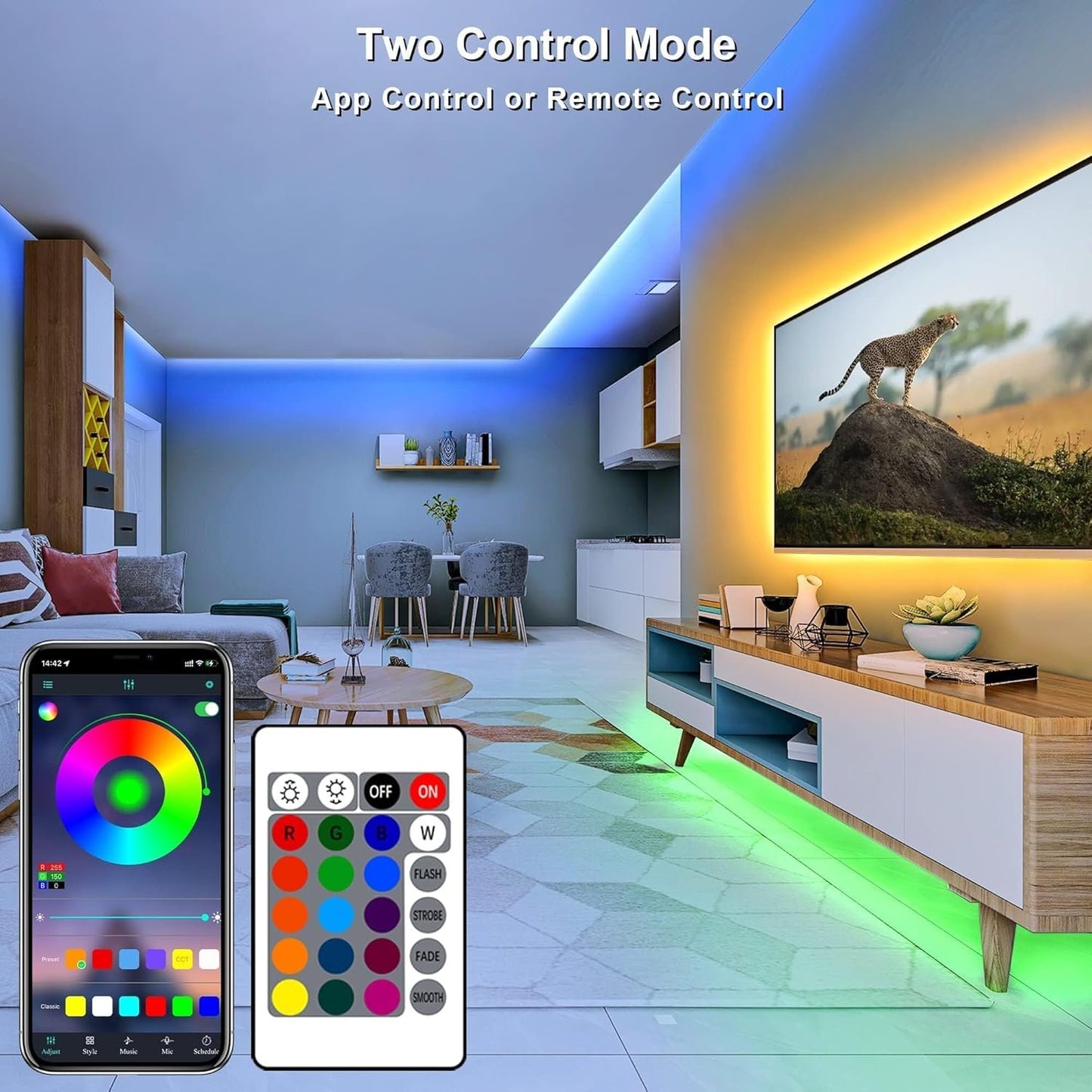 Cozylady 10M USB Led Light, 32.8ft Smart Bluetooth RGB Light with APP Control, Timer Setting, Music Mode, Led Light Strip for Decoration, Bedroom, PC,Cabinet