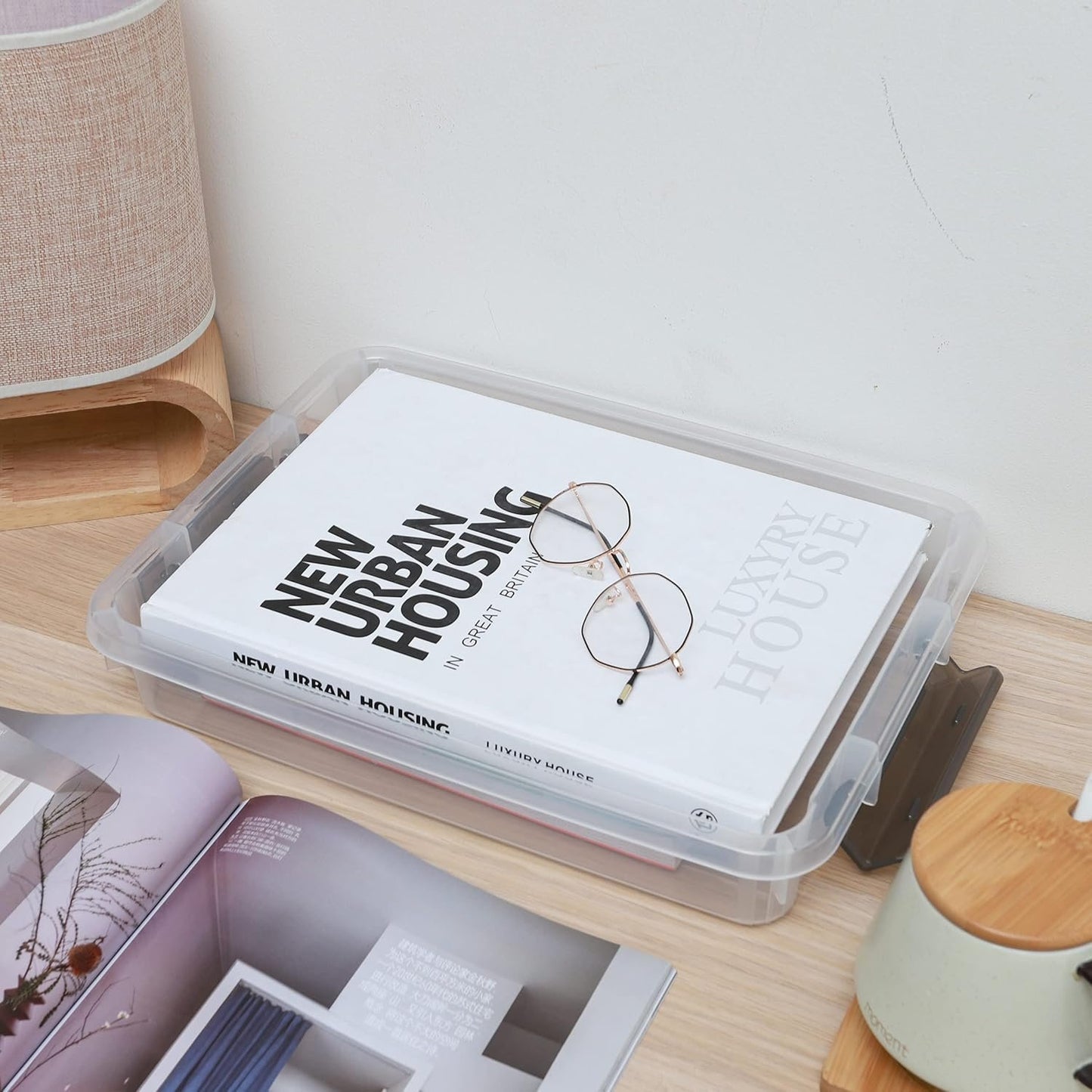 Citylife 3 PCS Plastic Storage Bins with Latching Lids Clear File Box Portable Storage Containers for Organizing A4 Paper, Document, Scrapbook, 14.65" x 10.43" x 2.87"