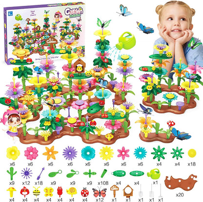 322 Pcs Flower Garden Building Toys for Kids, Build A Flower Garden Toy Sets - Educational Stem Preschool Construction Creative Play Toys for Girls Age 3, 4, 5, 6, 7, 8, Ideal Christmas Birthday Gift