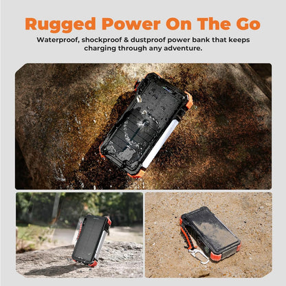 BLAVOR Solar Charger 20000mAh Built-in Cables, 20W Fast Charging Portable Power Bank with USB C, Camping Light, Flashlight, Battery Pack for iPhone 16 15 14 13 12 11, iPad, Samsung, Apple Watch