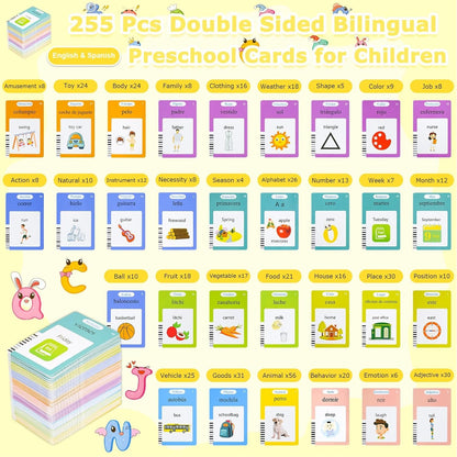 SAYEEC Toddlers Bilingual Talking Flash Cards Spanish English Montessori Toys with 510 Sight Words Kids Speech Therapy Autism Sensory Toys Learning Educational Gifts for 3 4 5 6 7 Years Old Boys Girls