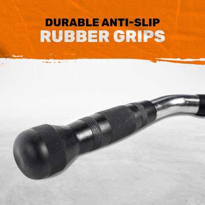 Bells of Steel Multi-Grip Curl Bar Cable Attachment - Commercial and Home Gym - Non-Slip Grip Tricep Bar, LAT Bar Pull Down Attachment - 25mm Diameter