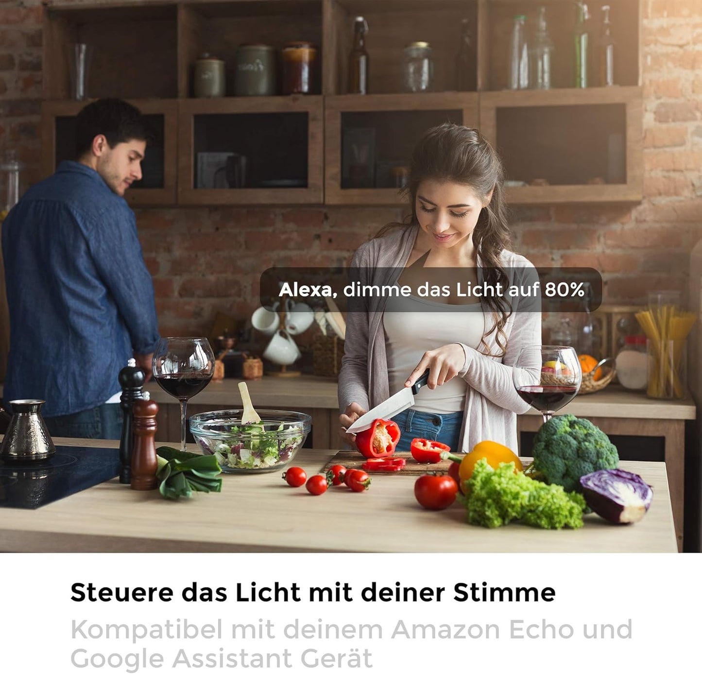 B.K.Licht Smart GU10 LED Light Bulbs, Dimmable with Smartphone App, Warm Light 2700K, Voice Control, 2 x Wi-Fi Bulbs, 5.5W 350Lm, GU10 Spotlight