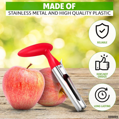 Apple Corer Tool â€“ Apple Core Remover with Ergonomic Plastic Red Handle, Durable Food-Safe Stainless Steel, 7.3" Easy to Use and Clean, Corer Tool Kitchen Essential for Fruit And Vegetable Prep