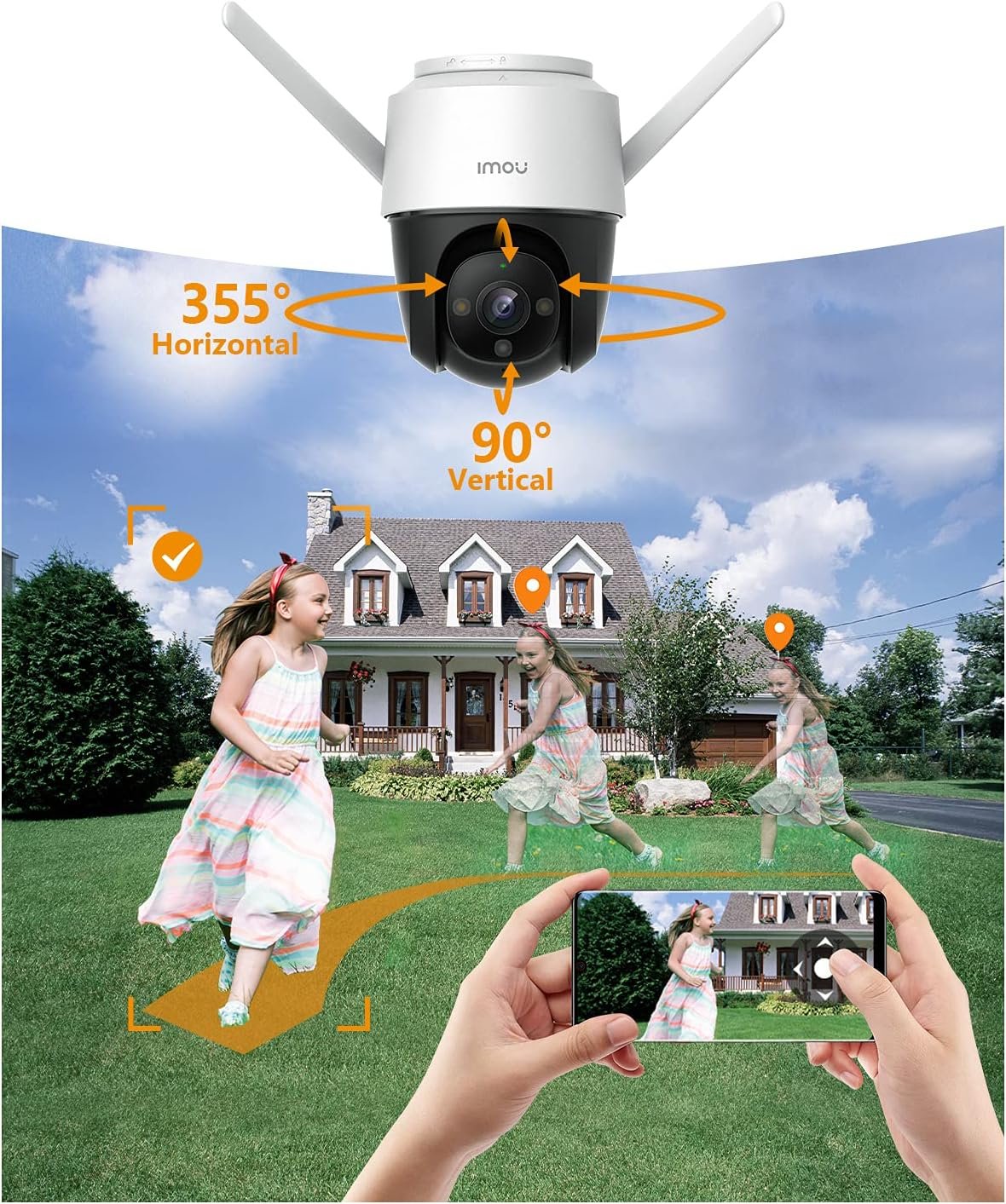 Imou Security Camera Outdoor with Floodlight and Sound Alarm, 4MP QHD Pan/Tilt 2.4G Wi-Fi Camera, IP66 Weatherproof 2.5K Bullet Camera, Full Color Night Vision IP Camera with 2-way Talk, Cruiser