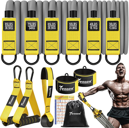 Resistance Bands Set for Exercise, 350lbs Heavy Workout Bands with Handles, Door Anchor, Leg Ankle Straps, Home Gym Workout Equipment for Strength Training, Stretching, Physiotherapy, Yoga