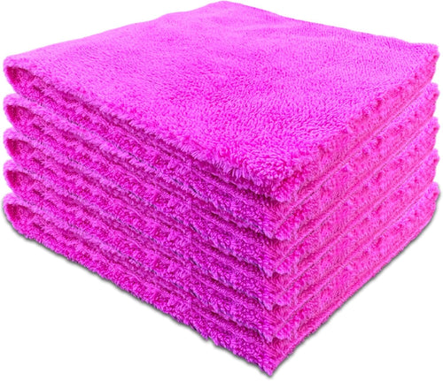 Cobra WRAP TOOLS Supreme Plush Edgeless Microfibre Detailing Towels - 350 GSM - Super Absorbent & Scratch-Free Cleaning Cloths - Perfect for Removing Wax, Polish & Detailing Sprays | 40x40cm (5 Pcs)