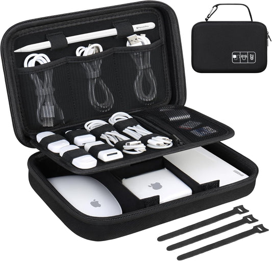 Lacdo Electronic Organizer Electronic Cables Bags Travel Accessories Case Travel Cable for Charger, SD Card, Mouse, Cable, USB Stick, Power Bank Small Bag, Black