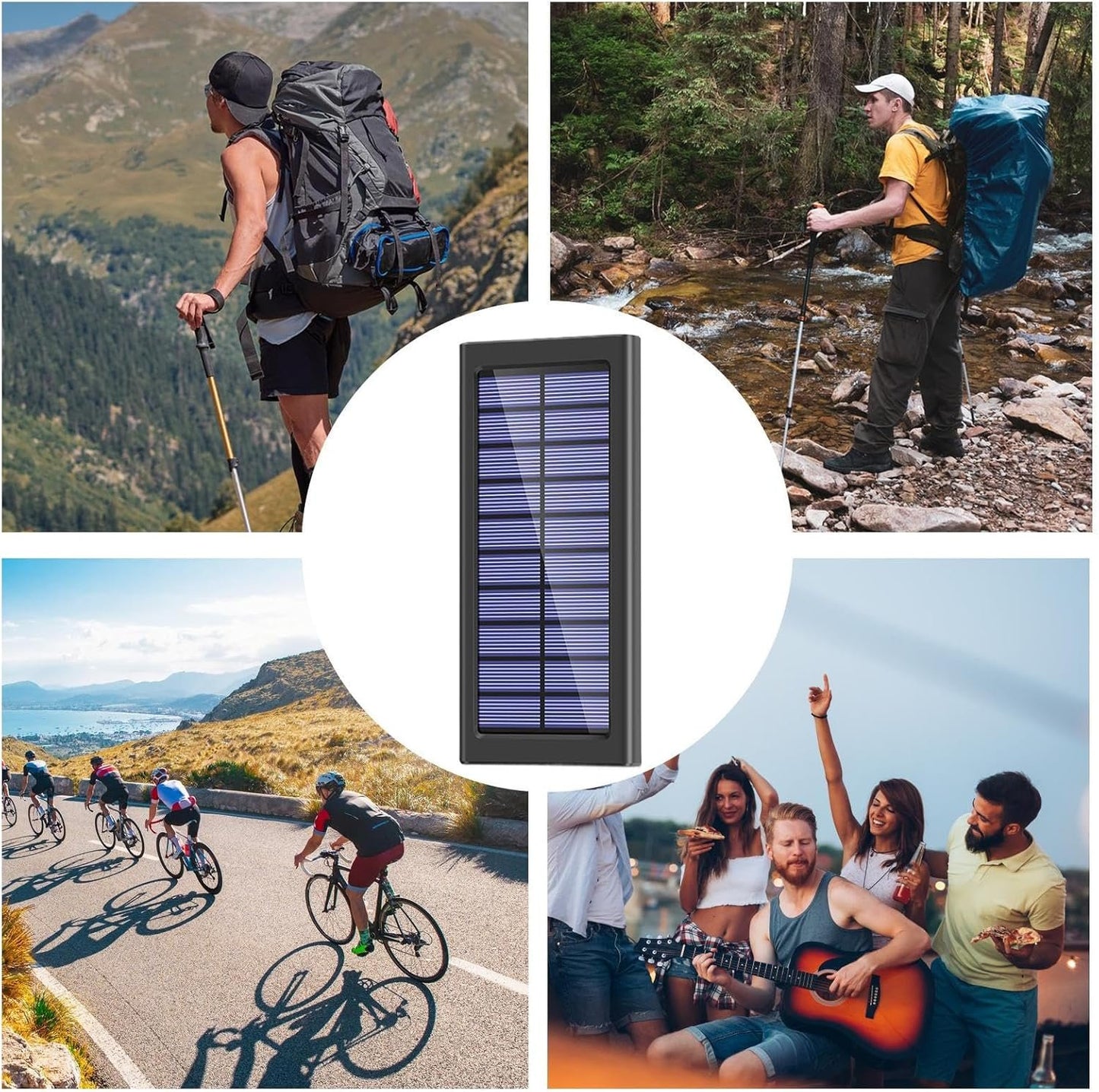 Solar Charger Power Bank, Mobile Phone Battery Pack, 10000mAh Portable Chargers, Lightweight External Power Supply, 5.59x2.64x0.63 Inches, for Outdoor Hiking Travel Camping Home