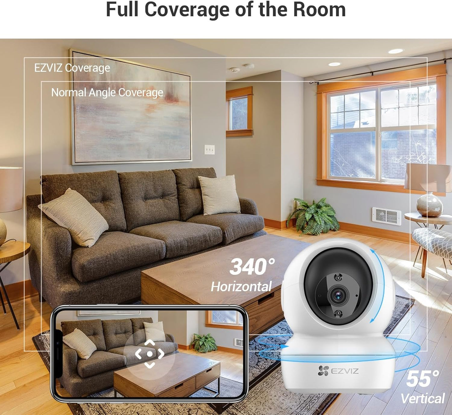 EZVIZ Security Camera,1080P HD Indoor WiFi Camera, Pan/Tilt 360Â° Home Surveillance IP Camera, Baby/Pet Monitor, Smart Tracking, Motion Detection, Night Vision, 2-Way Audio, Works with Alexa (C6N 2PK)