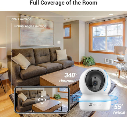 EZVIZ Security Camera,1080P HD Indoor WiFi Camera, Pan/Tilt 360Â° Home Surveillance IP Camera, Baby/Pet Monitor, Smart Tracking, Motion Detection, Night Vision, 2-Way Audio, Works with Alexa (C6N 2PK)