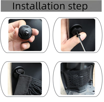 Ai-OUMLEEF Pack of 2 Car Luggage Net,Double Layer Elastic Storage Net,Stretchable Small Cargo Net,for Trunk Boats Home Storage Stretchable Mesh Pocket Net with 8 Mounting Screws and Hooks(25 x 45 cm)