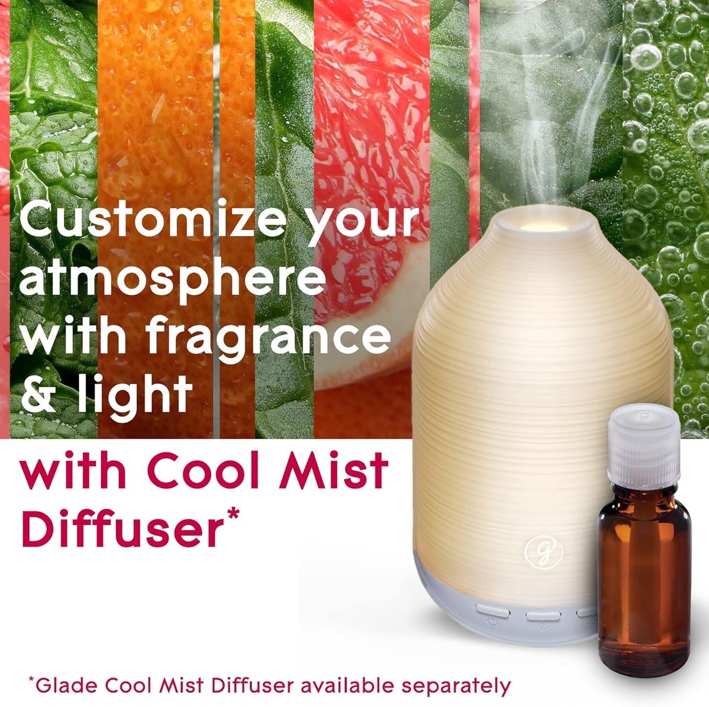 Glade Aromatherapy Cool Mist Oil Diffuser Refill, Spark Energy, Grapefruit + Mint, 0.56 fl oz