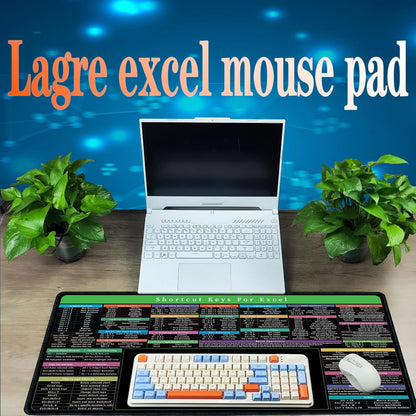 Excel Mouse pad,Computer Desk Accessories Over 150 Shortcut Keys,Non-Slip&Waterproof Desk mat,Large Excel Shortcut Mousepad(35.4x15.74 in)