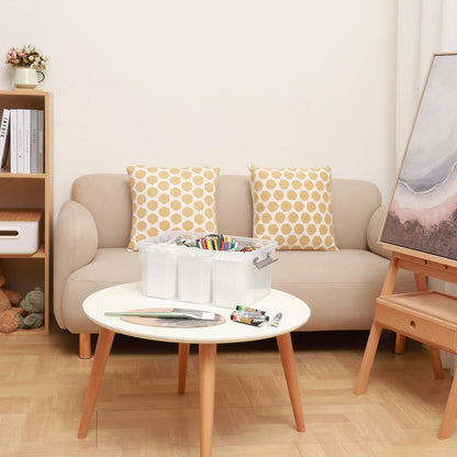 Citylife 17 QT Plastic Storage Bins with 6 Detachable Inserts Clear Storage Box with Lids Multipurpose Stackable Storage Containers for Organizing Crayon, Tool, Craft