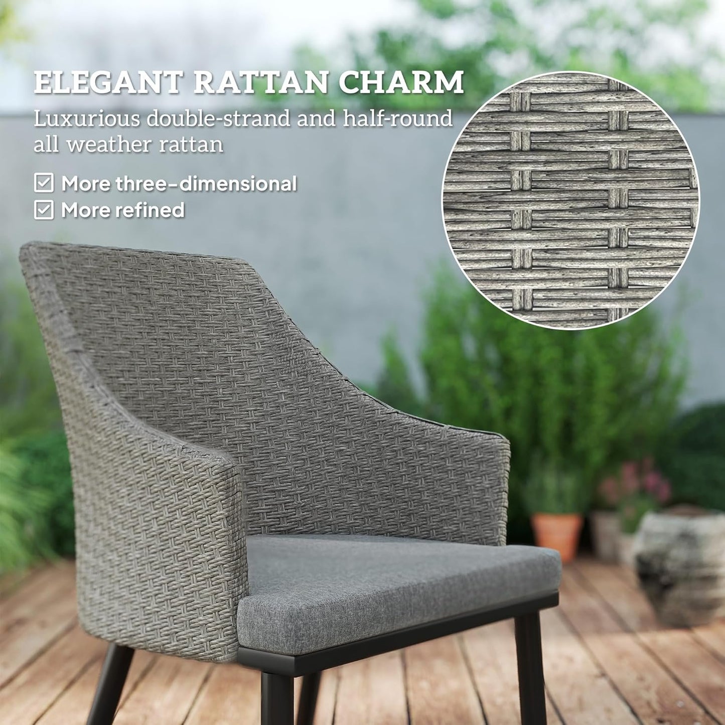 Outsunny 7 Piece Patio Furniture Set, Rattan Patio Table and Chairs with Cushions, Slatted Table Top, Umbrella Hole, Wicker Conversation Sets for Backyard, Porch, Garden, Balcony