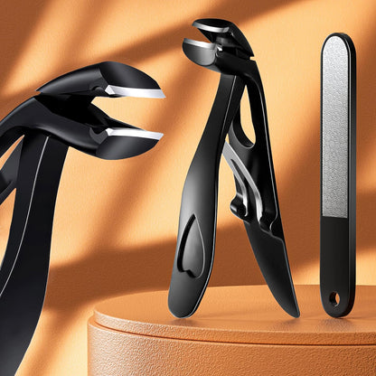 YESDEX Toe Nail Clippers - Wide Jaw Nail Clippers for Thick Nails, Professional Nail Cutter Care Kit for Seniors, Angled Head Toenail Clipper Set with Catcher for Men and Women, Travel Box for Gifts