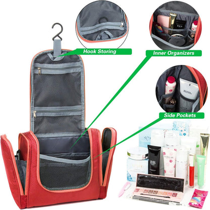 Bago Travel Toiletry Bag for Women and Men - Large Waterproof Hanging Large Toiletry Bag for Bathroom and Travel Bag for Toiletries Organizer -Travel Makeup Bag (Red)