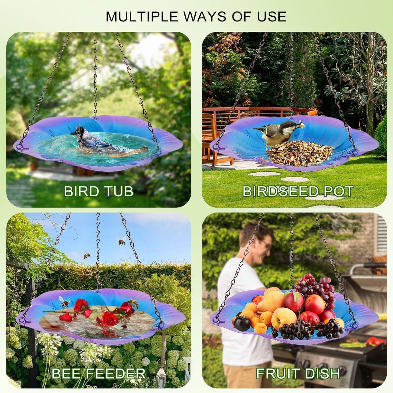 Bee Feeder with Vivid Flower Design, Anti-Rust Iron Bee Watering Station for Feeding,Colorful Butterfly Bath Bowl Bee Cups with 30 Glass Marbles for Feeding Butterfly Bath Bowl with
