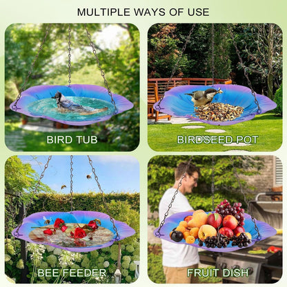 Bee Feeder with Vivid Flower Design, Anti-Rust Iron Bee Watering Station for Feeding,Colorful Butterfly Bath Bowl Bee Cups with 30 Glass Marbles for Feeding Butterfly Bath Bowl with