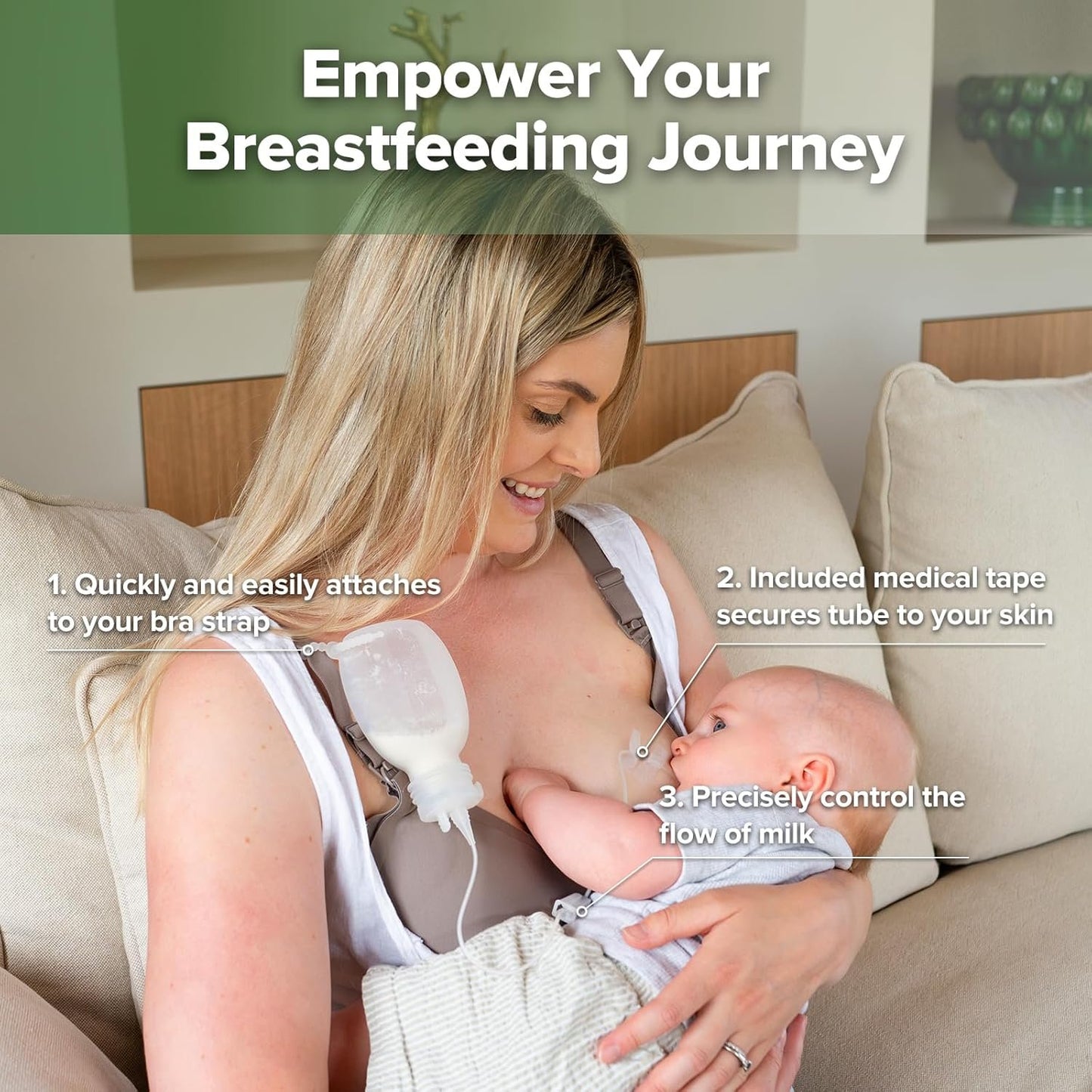 haakaa Supplemental Feeding Tube & Pouch Set,Baby Supplemental Nursing System,SNS Breastfeeding System,Food Grade Silicone