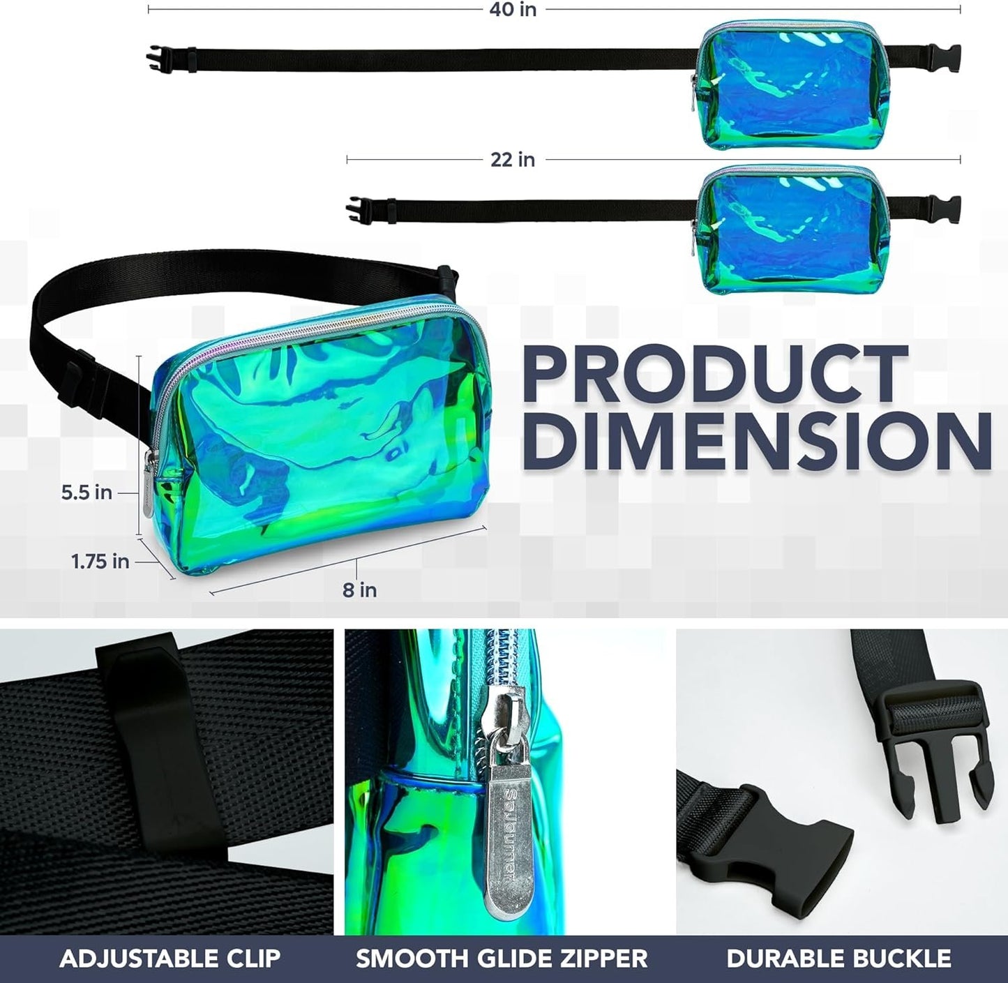 Sojourner Holographic Rave Fanny Pack - Packs for Festival Women, Men | Cute Fashion Waist Bag Belt Bags