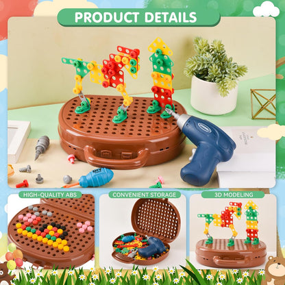 DAOUZL Montessori Toys, Montessori Toy Box with Drill, Magic Box of Montessori Toys, Magic Montessori Play Toolbo Toy Box for Children 3 4 5 Years (A)