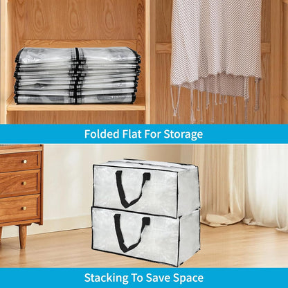 Heran 8 Pack Extra Large Moving Bags with Backpack Straps & Carrying Handles, 92L Heavy Duty Storage Bags with Zippers, Alternative to Moving Boxes, Storage Totes for Clothing Blankets Space Saving