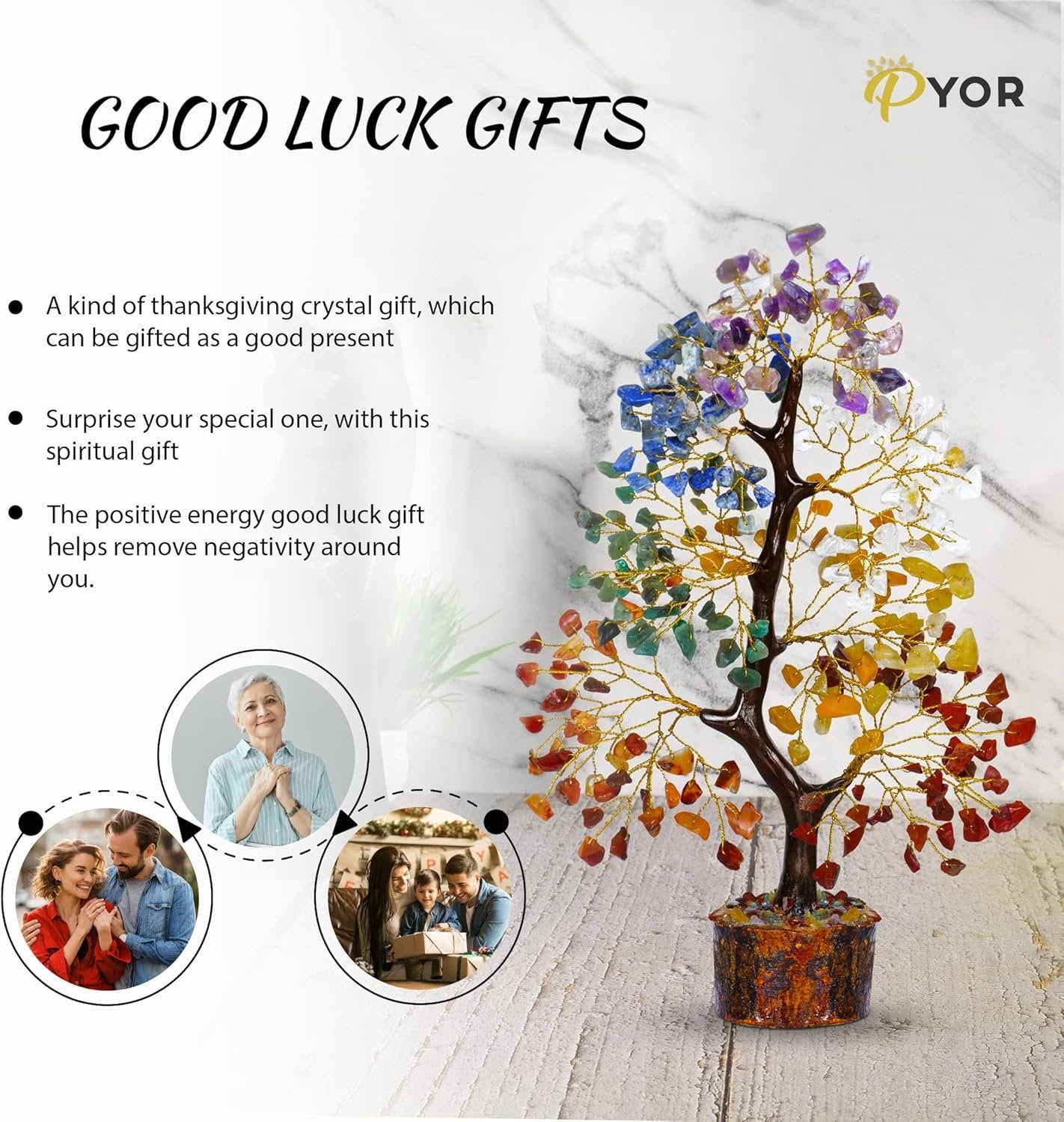 Chakra Crystal Tree of Life - Gem Stones and Spiritual Decor - Home Decor Gifts, Money Tree, Healing Crystal Gifts for Women
