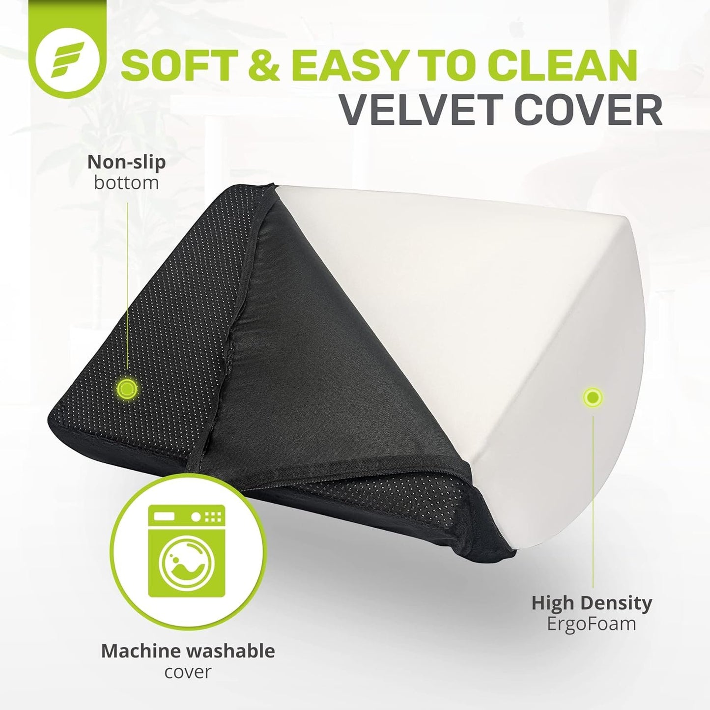 ErgoFoam Ergonomic Foot Rest Under Desk | Premium Velvet Soft Foam Footrest for Desk | Most Comfortable Desk Foot Rest in The World for Lumbar, Back, Knee Pain | Foot Stool Rocker (Black)