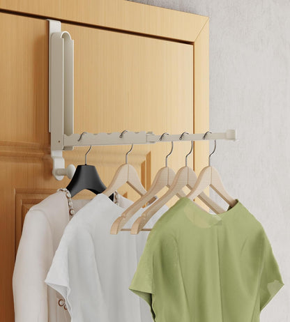 CHAUNCEY HOME Foldable Over The Door Drying Racks for Laundry, Collapsible Over Door Hooks Coat Wreath Garland Rack Clothes Hanger - Bathroom Accessories and Towel Rack Ivory White