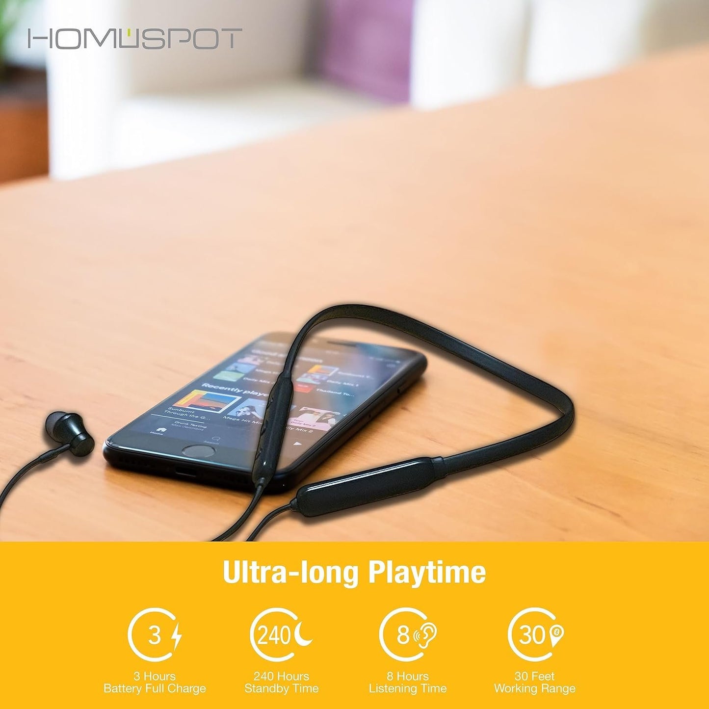 HomeSpot Neckband Wireless Earbuds aptX Low Latency Bluetooth 5.1 Headphones Qualcomm® CVC™ for Gym, Running, Gaming & Meeting Compatible with iPhone, Samsung Galaxy, Motorola, Google