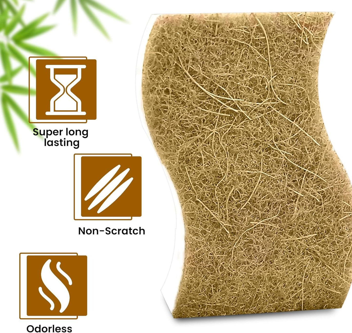 MMG Prime Natural Kitchen Sponge –12-Pack Biodegradable Sponges for Dishes –Compostable Dish Washing Scrubbers – Eco Friendly Non-Scratch Cellulose & Coconut Husk Scrubber Sponges for Cleaning