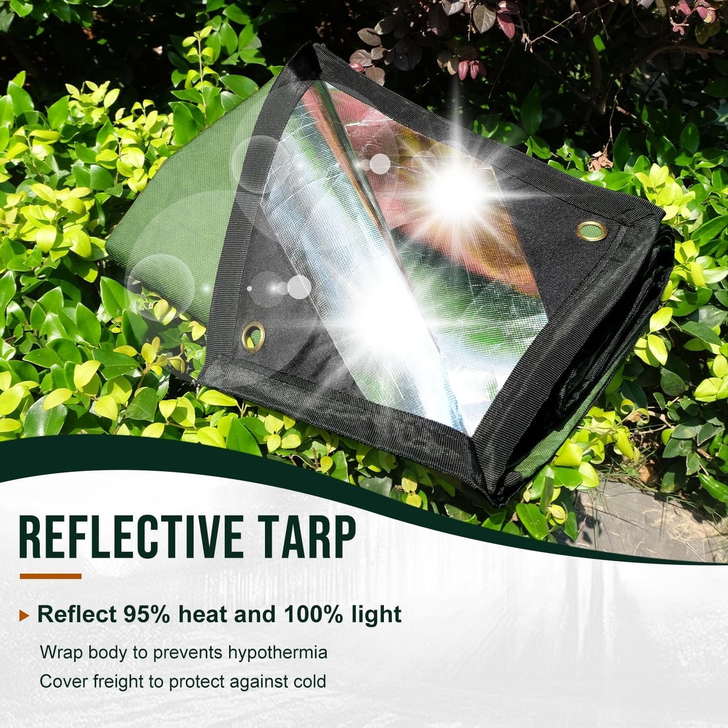 Safety Barrier：LYN XL Heavy Duty Survival Emergency Blanket/Tarp Cover-8.5'x11.8',Reflective Thermal Ripstop Waterproof,for Army,Tarp Covcer,Survial,Life Protection