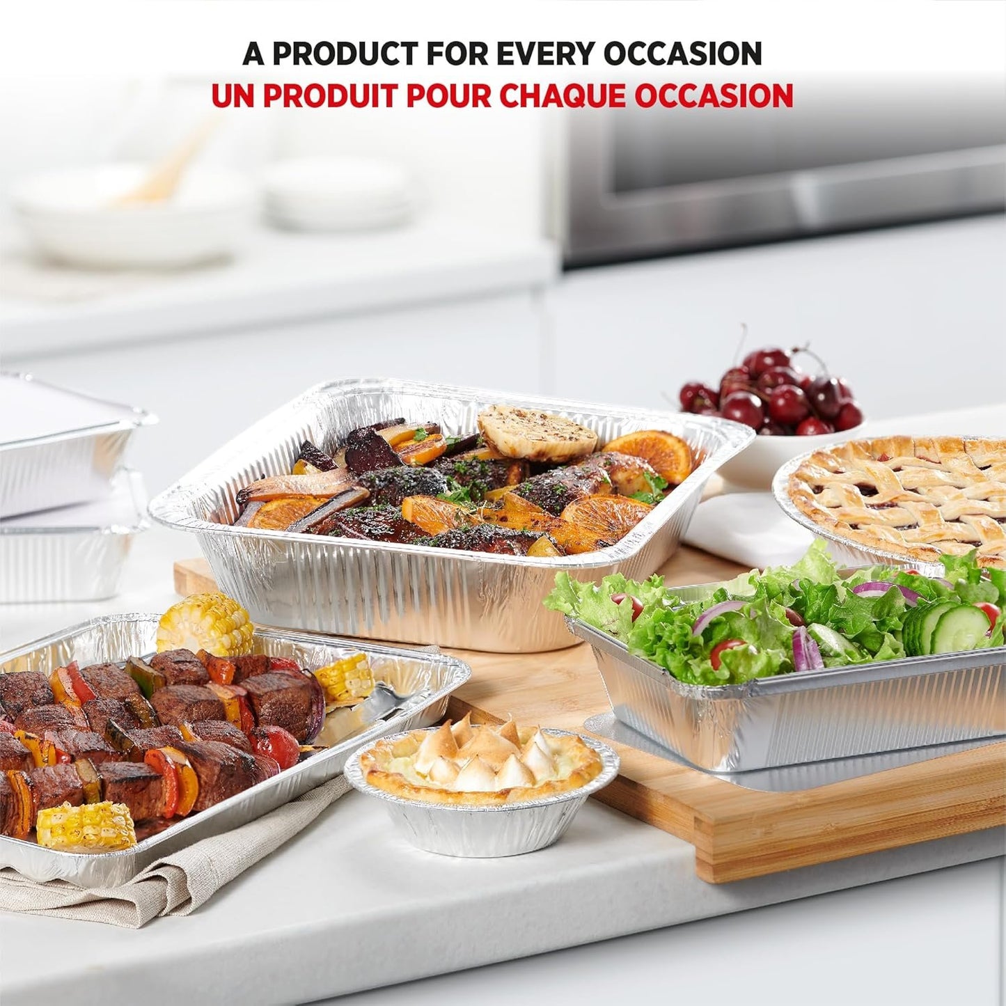 Starfrit (30-Pack) Aluminum Storage Containers with Lids (8.5”x 6”) - 2.25 LB Capacity - Recyclable - Disposable - Oven & Freezer Safe - Perfect for Cooking, Meal Prep & Takeout