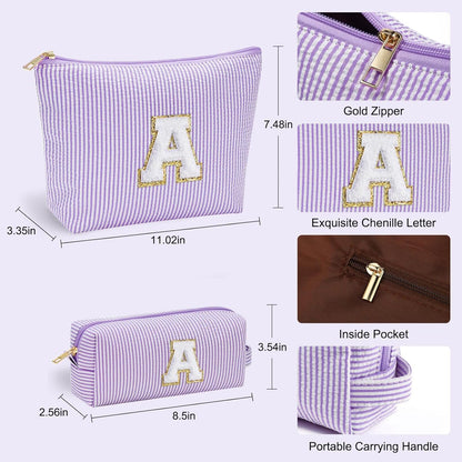 YOOLIFE Mothers Day Gifts Preppy Stuff Tween Girls Gifts Graduation Teacher Gifts Monogram Makeup Pouch Makeup Organizer Bag Beauty Bag Personalized Birthday Gifts for Women Her Preppy Makeup Bag S
