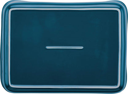 Rachael Ray Solid Glaze Ceramics Bakeware/Lasagna Pan/Baker, Rectangle - 9 Inch x 12 Inch, Marine Blue
