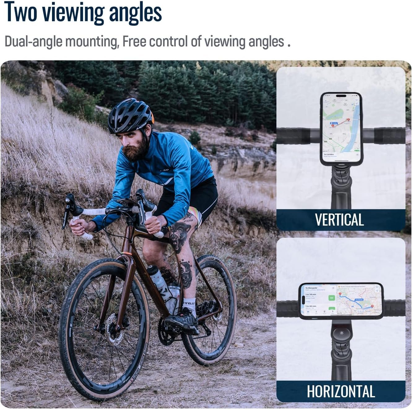 sincetop Bicycle Phone Mount, Mountain Bike Stem Cell Phone Holder, Aluminum Bicycle Handlebar Clamp, Quick Release Attachment 【Seres C-2a Gen】