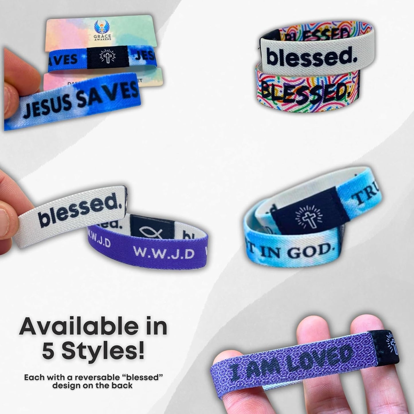 Grace Awakens NFC Bible Verse Bracelets â€“ 3 pack Christian Faith Bands â€“ Tap for Daily Scripture, Devotionals & Prayer â€“ Spiritual Gifts for Men, Women, Teens â€“ No App Required