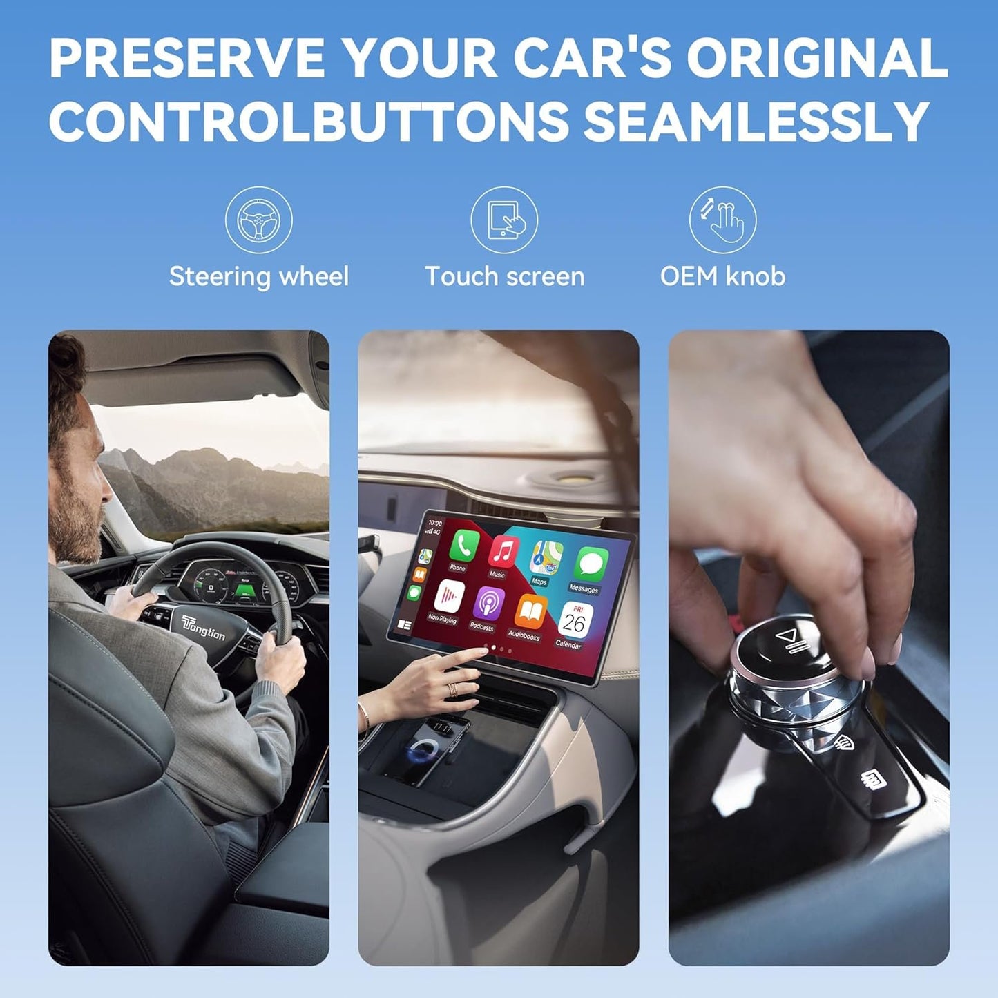 2025 Upgrade 2 in 1 Wireless Carplay & Android Auto Wireless Adapter, Convert Wired to Wireless Carplay, Plug & Play Car Dongle with Fast Stable 5G WiFi Bluetooth for iPhone iOS 10+/ Android 11+