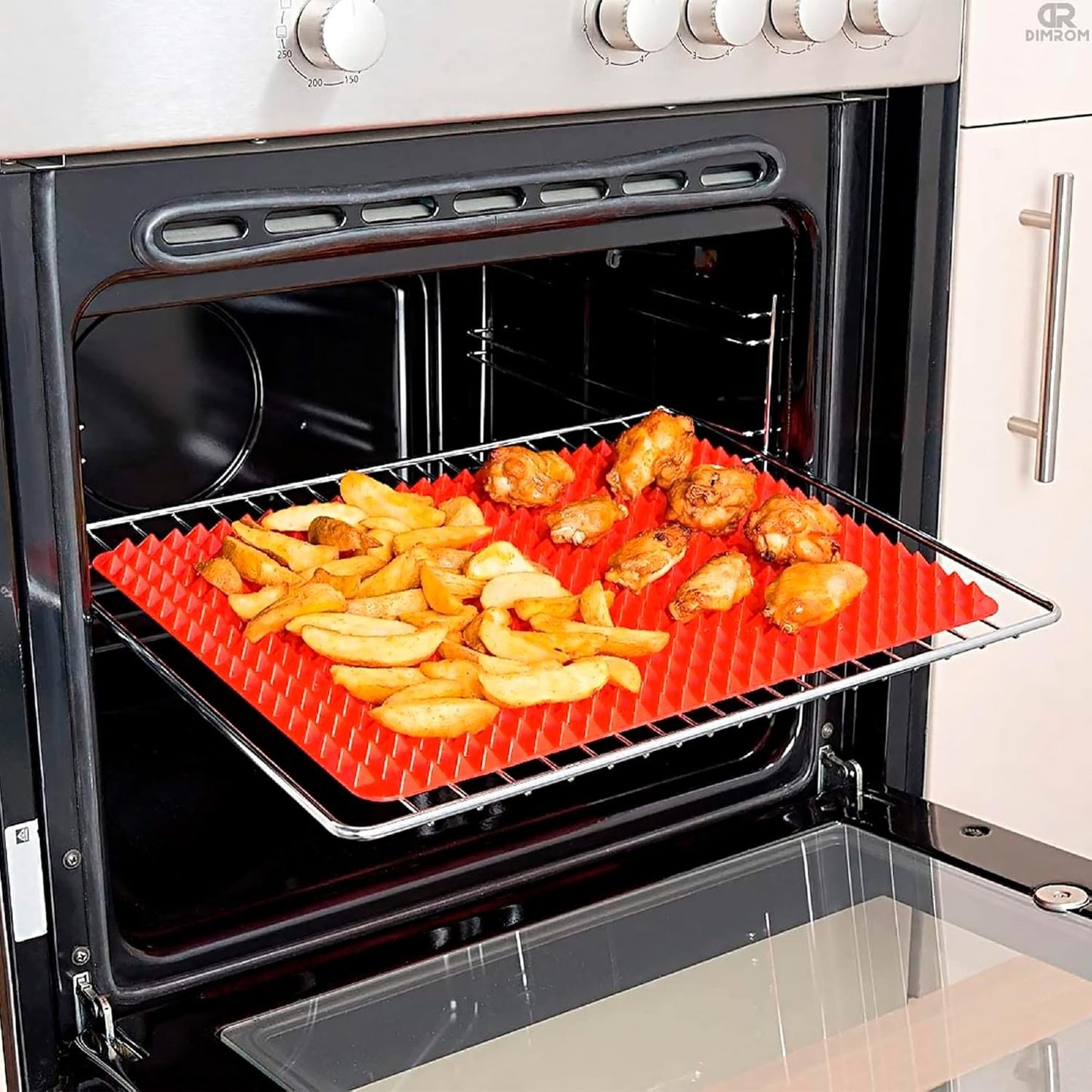 Baking Mat Red Pyramid Sheets - Bakeware BBQ Grill Mat Microwave Bacon Cooker Pastry Mat 16 X 11 in - Healthy Food Grade Mats for Kitchen Counter Grilling Essentials