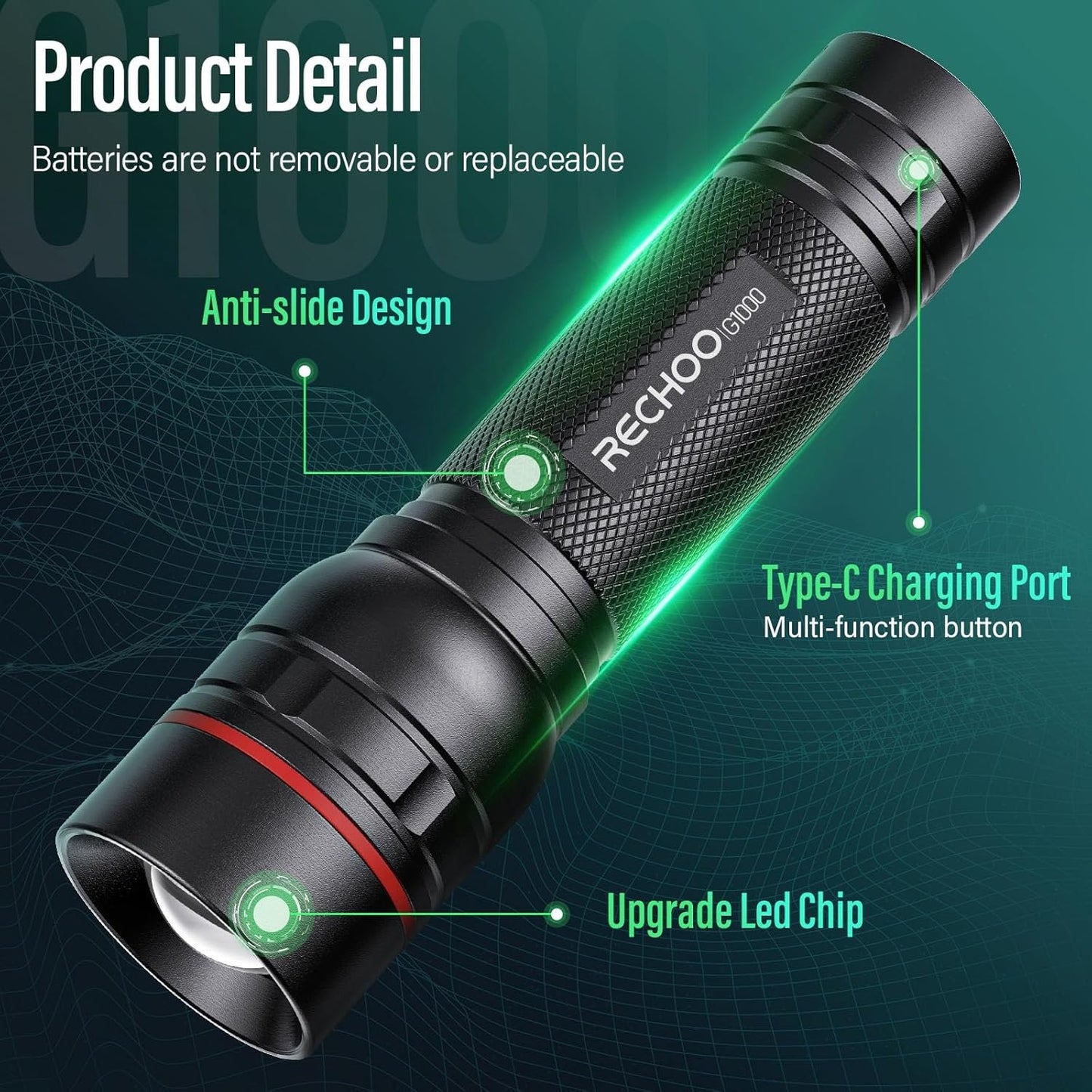 Rechargeable Flashlight, KOOPER Tactical Flashlight High Lumens, Super Bright LED Flashlight with Adjustable Brightness & 3 Modes, Waterproof Flashlight for Camping Hiking Emergency (2 Pack)