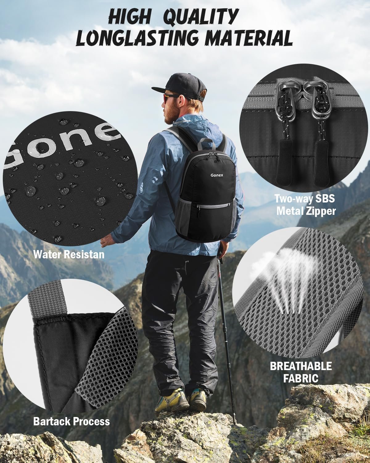 Gonex Ultralight Handy Travel Backpack,Water Resistant Packable Backpack Hiking Daypack Lightweight Foldable Camping Outdoor Travel Cycling School Backpacking 20 Liters 8 Color Choices