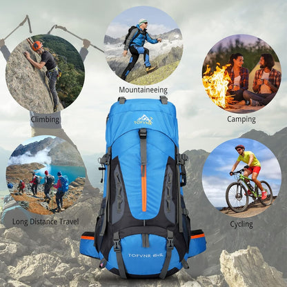 Kingsea 70L Large Camping Hiking Backpack With Waist Belt, Lightweight Nylon Trekking Waterproof Rucksack For Men Women Mountain Climbing, Travel, Outdoor Sports Backpacking Gear