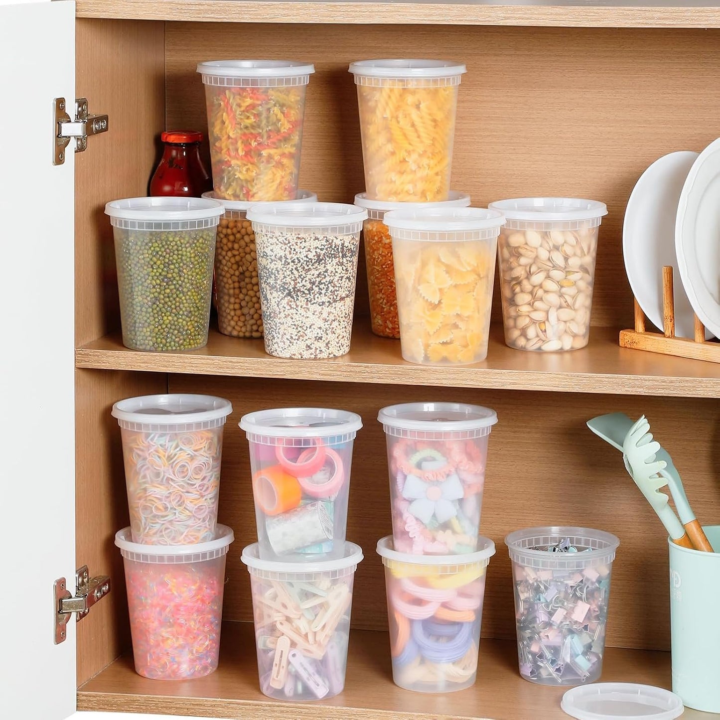 AOZITA 40 Sets 32 oz Plastic Deli Food Containers With Lids, Airtight Food Storage Containers, Freezer/Dishwasher/Microwave Safe, Soup Containers For Takeout Meal Prep Storage