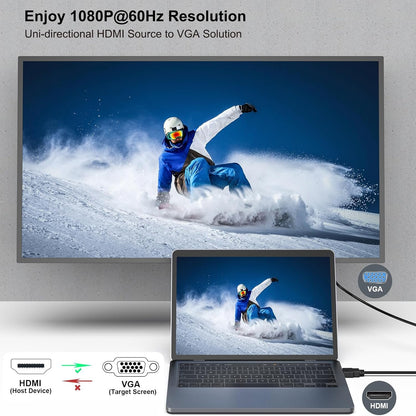 BENFEI HDMI to VGA 6 Feet Cable, Uni-Directional HDMI to VGA Cable (Male to Male) Compatible for Computer, Desktop, Laptop, PC, Monitor, Projector, HDTV, Raspberry Pi, Roku, Xbox and More