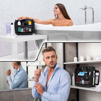 Travel Toiletry Bag for Men and Women - Large Hanging Toiletry Organizer - Waterproof Hygiene Bag with Metal XXL Swivel Hook, YKK Zippers and 19 Compartments for Toiletries, Makeup, Cosmetics
