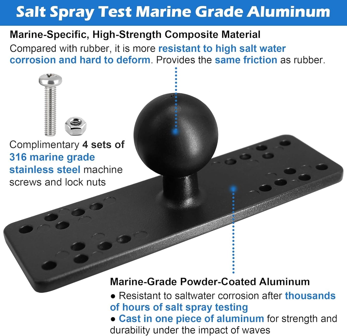 WINDFRD Aluminum Fish Finder Mount with 1.5 Inches/C Size / 38mm Ball, Universal Mounting Plate for Garmin, Lowrance and More, Compatible with RAM Mount, Scotty, iBOLT and More Arm